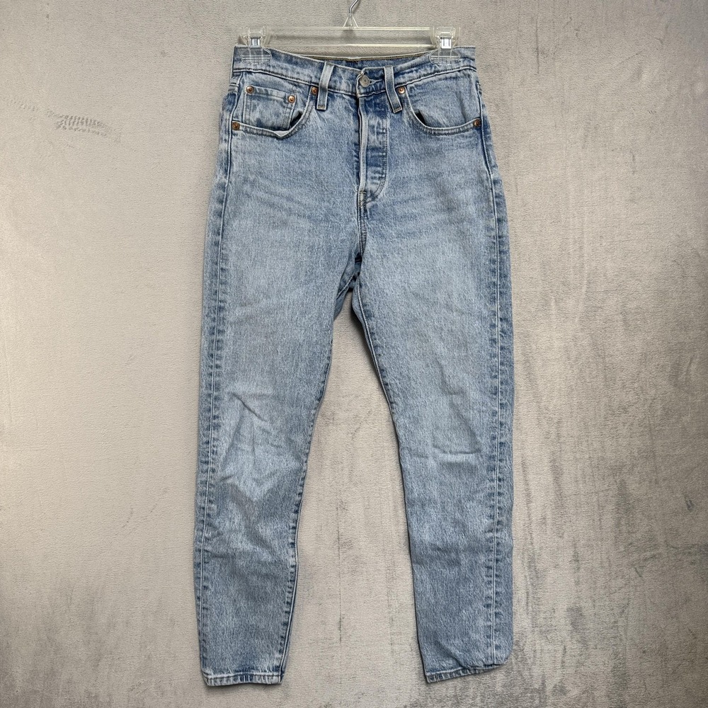 Levis 501 S Jeans Womens 24 Light Wash High Rise Skinny Button Fly Stretch Denim